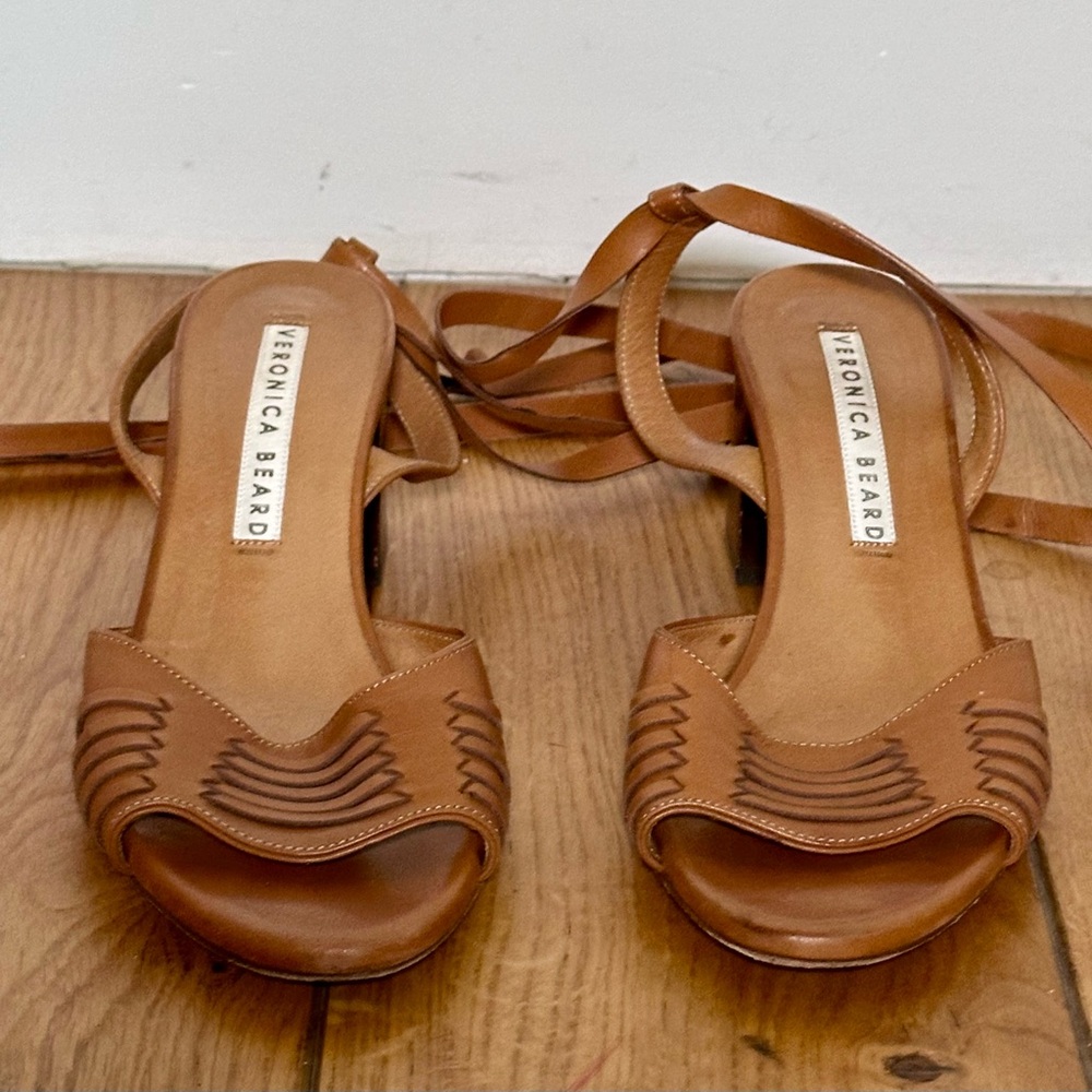 Veronica Beard Tan Leather Sandals